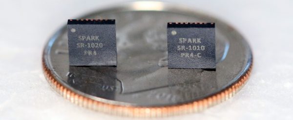 A size comparison of SPARK Microsystems’ SR1000 UWB IC family, which Digi-Key Electronics now offers to enable the next generation of wireless products for customers worldwide.